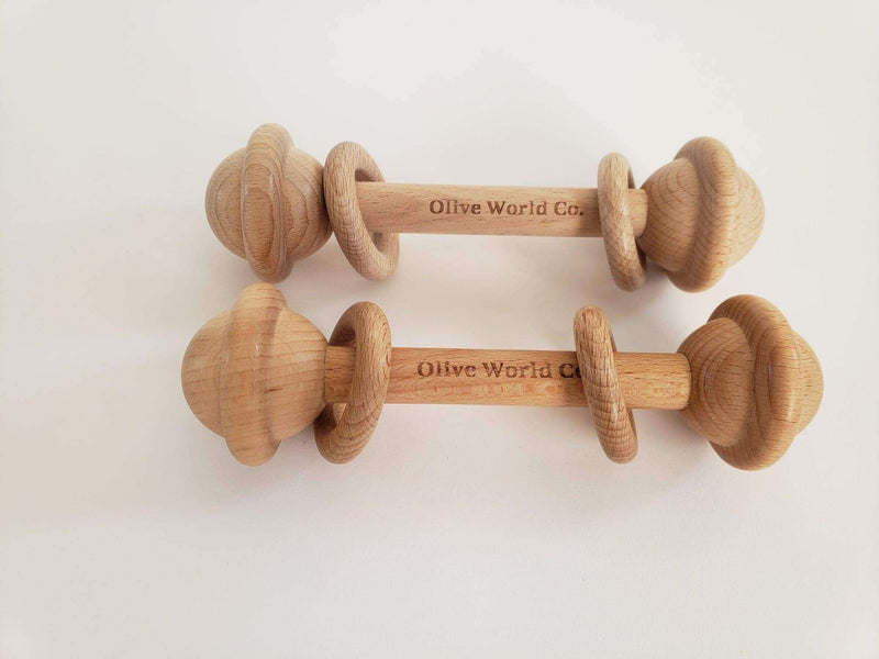 Buy online beautiful and functionable Natural Organic Beech Wood Rattle - OliveWorldCo