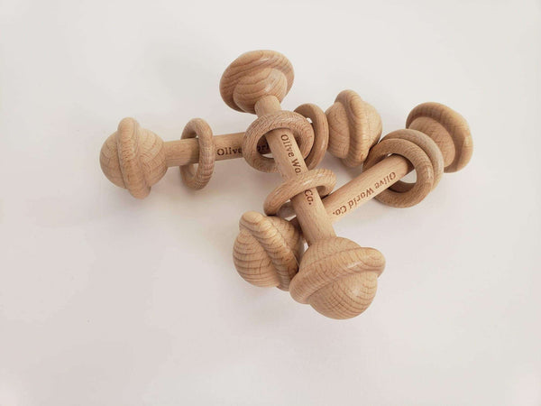 Buy online beautiful and functionable Natural Organic Beech Wood Rattle - OliveWorldCo
