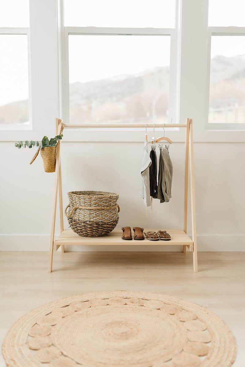 Buy online beautiful and functionable Clothing Rack With Wooden Bottom Shelf - OliveWorldCo